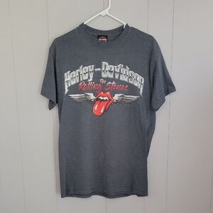 Harley Davidson Rolling Stones Women's Shirt Medium Gray Short Sleeve T-Shirt